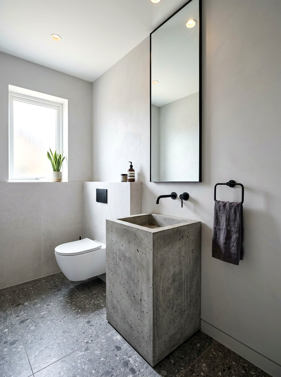Square Concrete Pedestal Sink - 30 concrete sink bathroom ideas