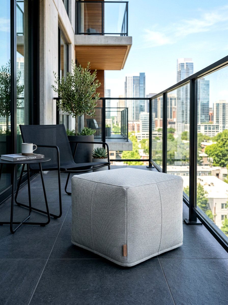 Square Fabric Pouf - 30 outdoor pouf lounge ideas