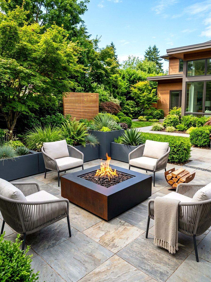 Square Fire Pit - 30 cozy fire pit ideas