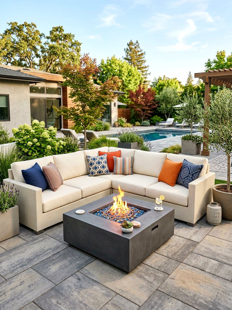 Square Fire Table Sectional Sofa - 30 fire table patio ideas