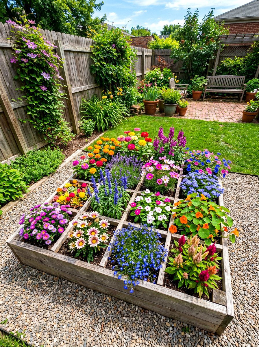 Square Foot Flower Garden - 30 cutting garden layout ideas