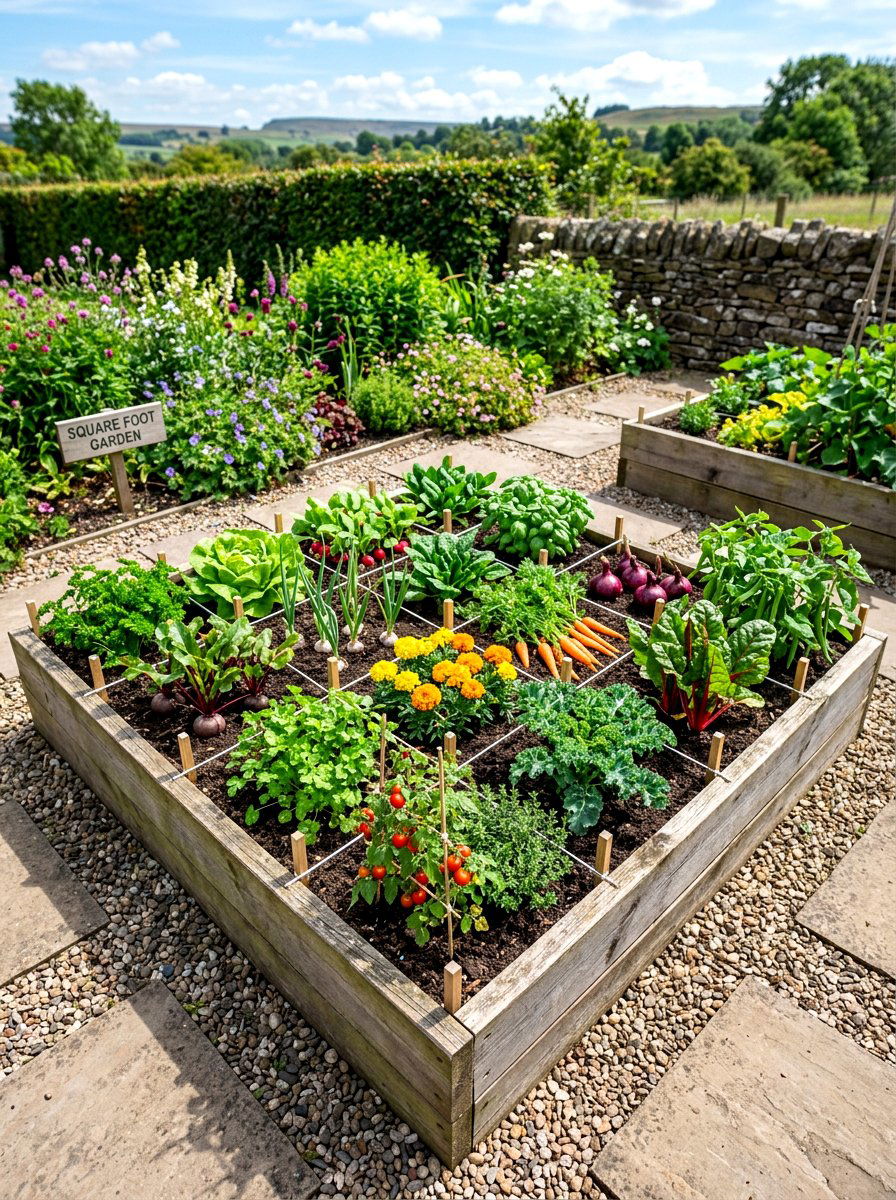 Square Foot Garden Bed - 30 raised kitchen garden ideas