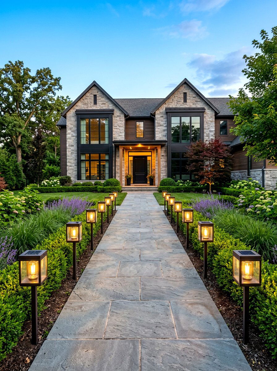 Square Glass Solar Path Lights - 30 solar path lantern ideas