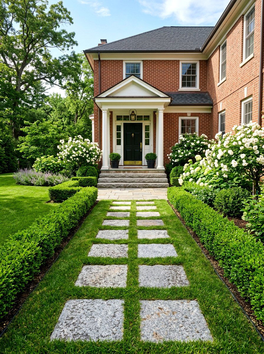 Square Granite Stepping Stone - 30 stepping pad lawn ideas