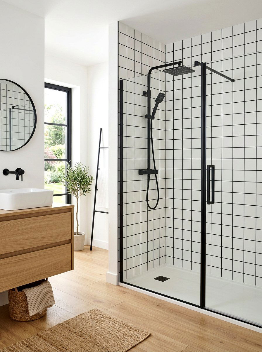 Square Grid Tile Pattern - 30 shower tile pattern ideas