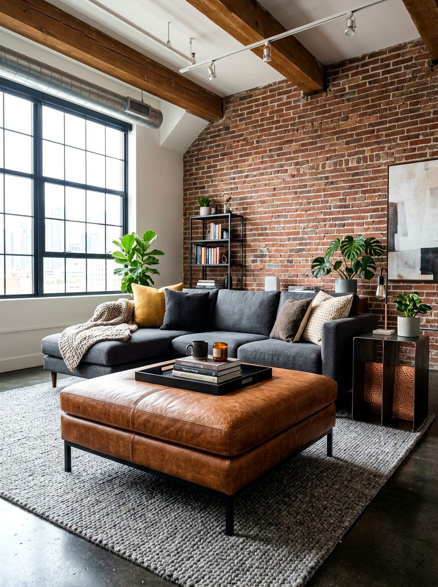 Square Leather Ottoman - 30 ottoman styling ideas