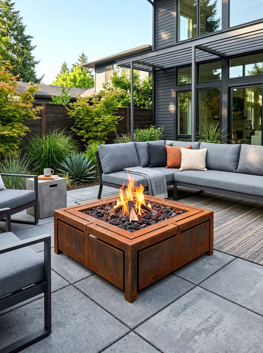 Square Metal Fire Pit - 30 fire pit landscaping ideas