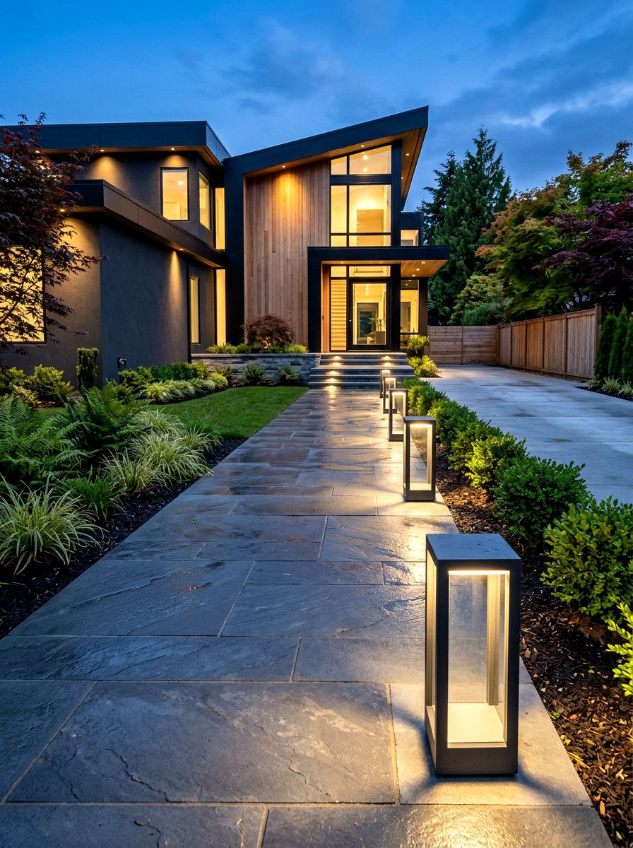 Square Modern Bollards - 30 pathway lighting ideas