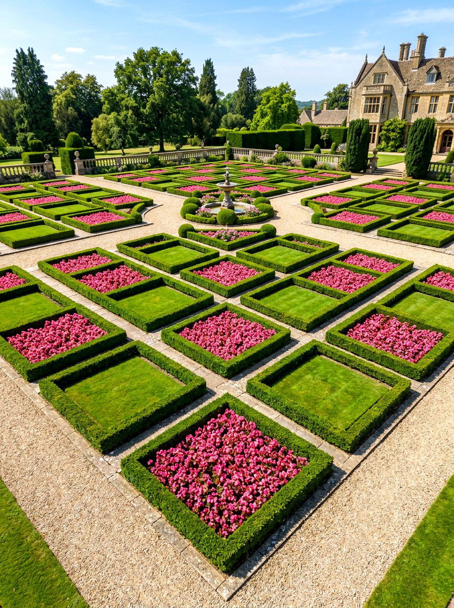 Square Patterned Parterre - 30 parterre garden ideas
