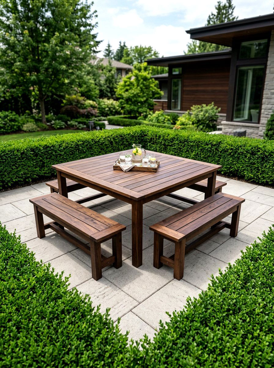 Square Picnic Table - 30 picnic table patio ideas