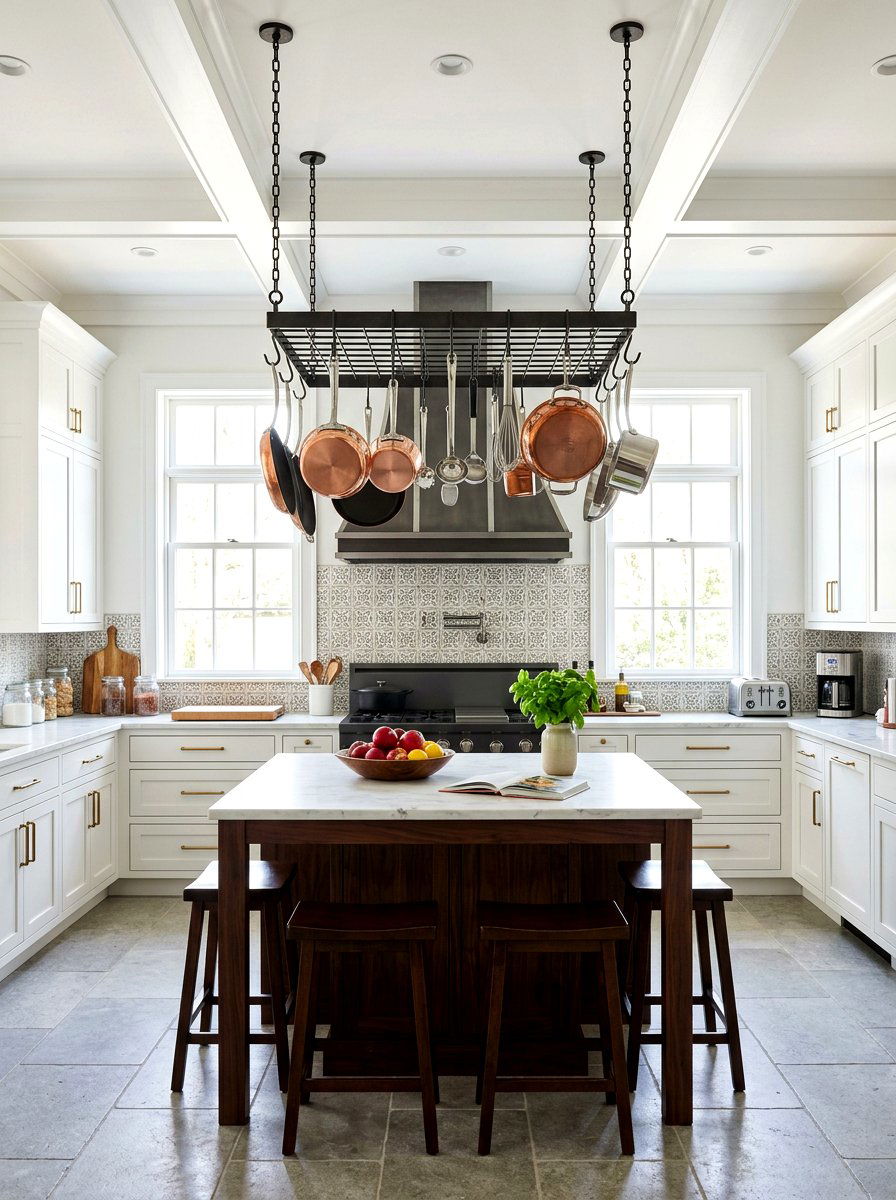 Square Pot Rack - 30 ceiling pot rack ideas
