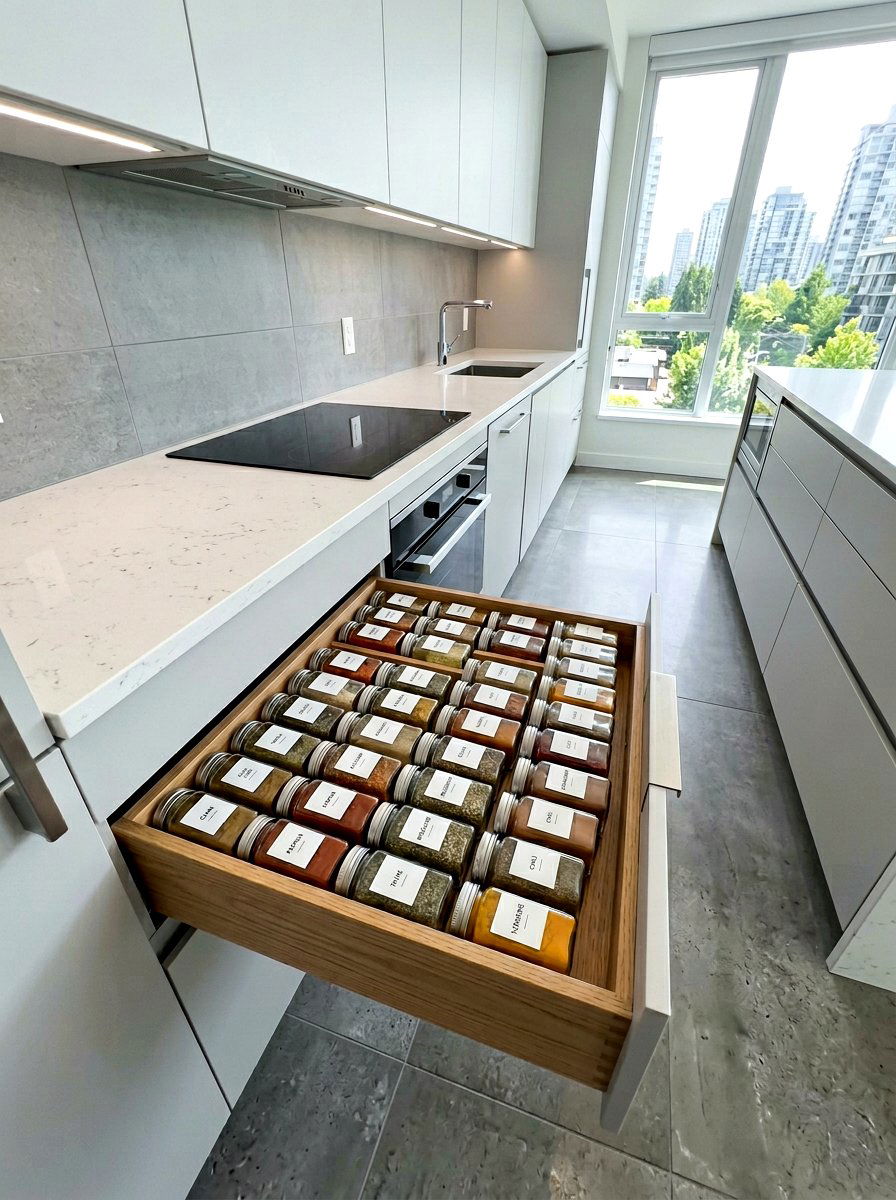 Square Spice Jars - 30 spice drawer ideas