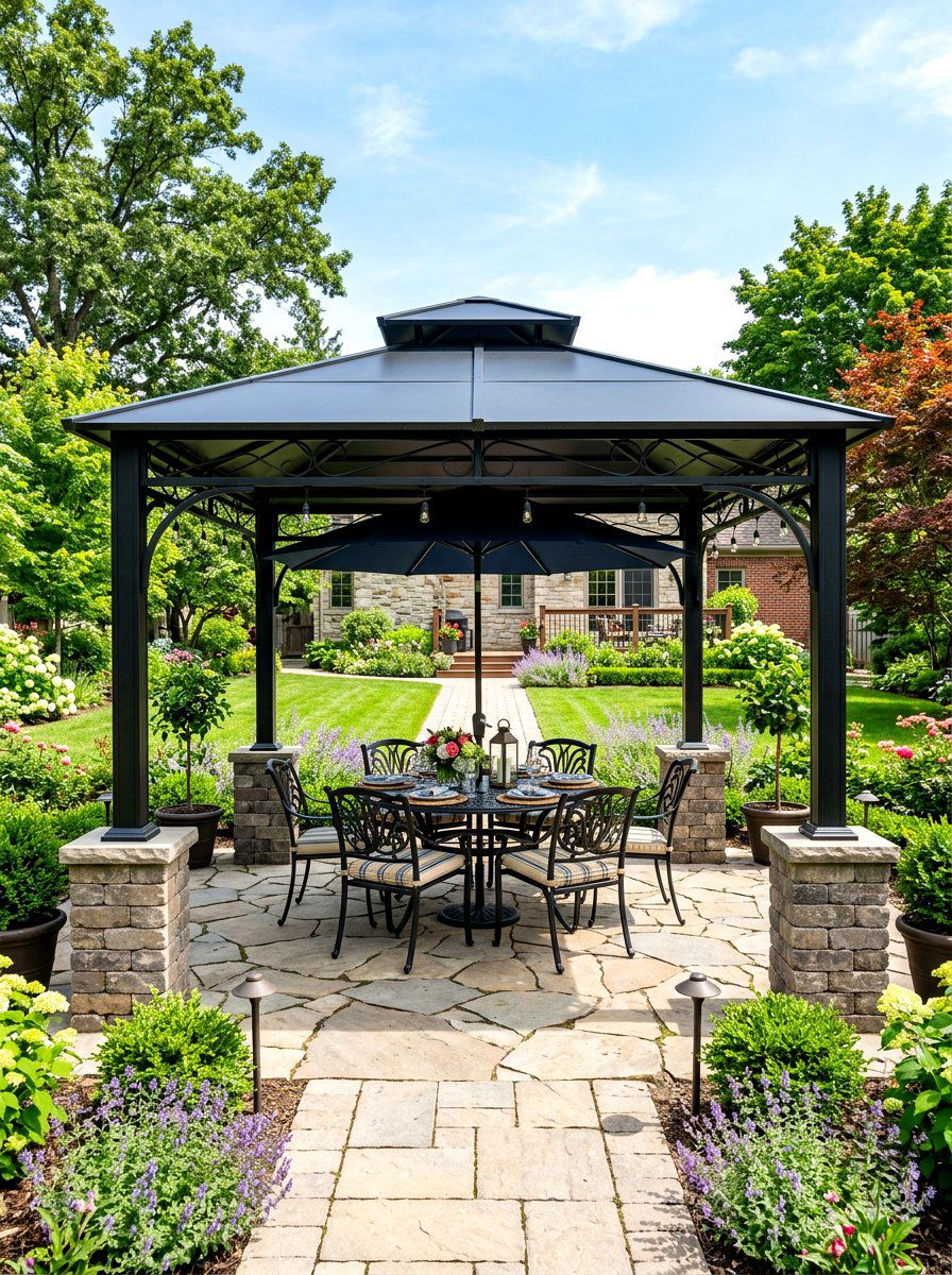 Square Steel Patio Gazebo - 30 metal gazebo ideas