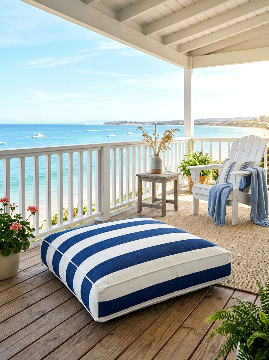 Square Striped Floor Cushion - 30 outdoor pouf ideas