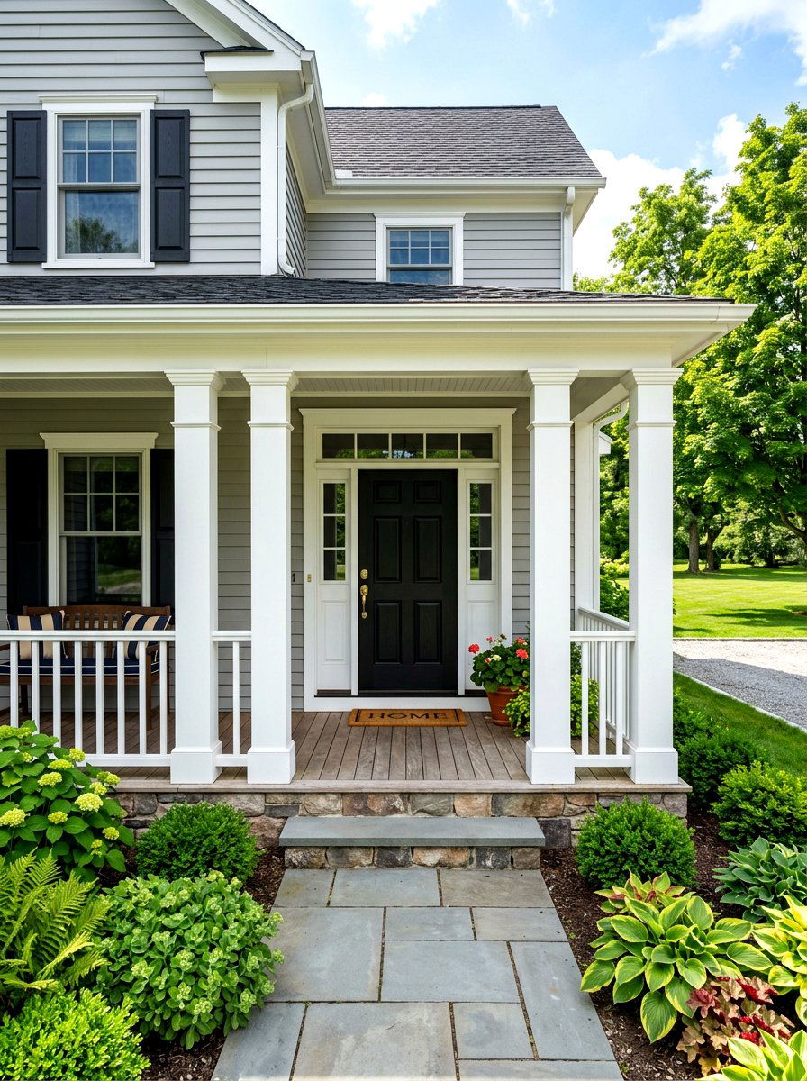 Square White Porch Column - 30 farmhouse porch columns ideas