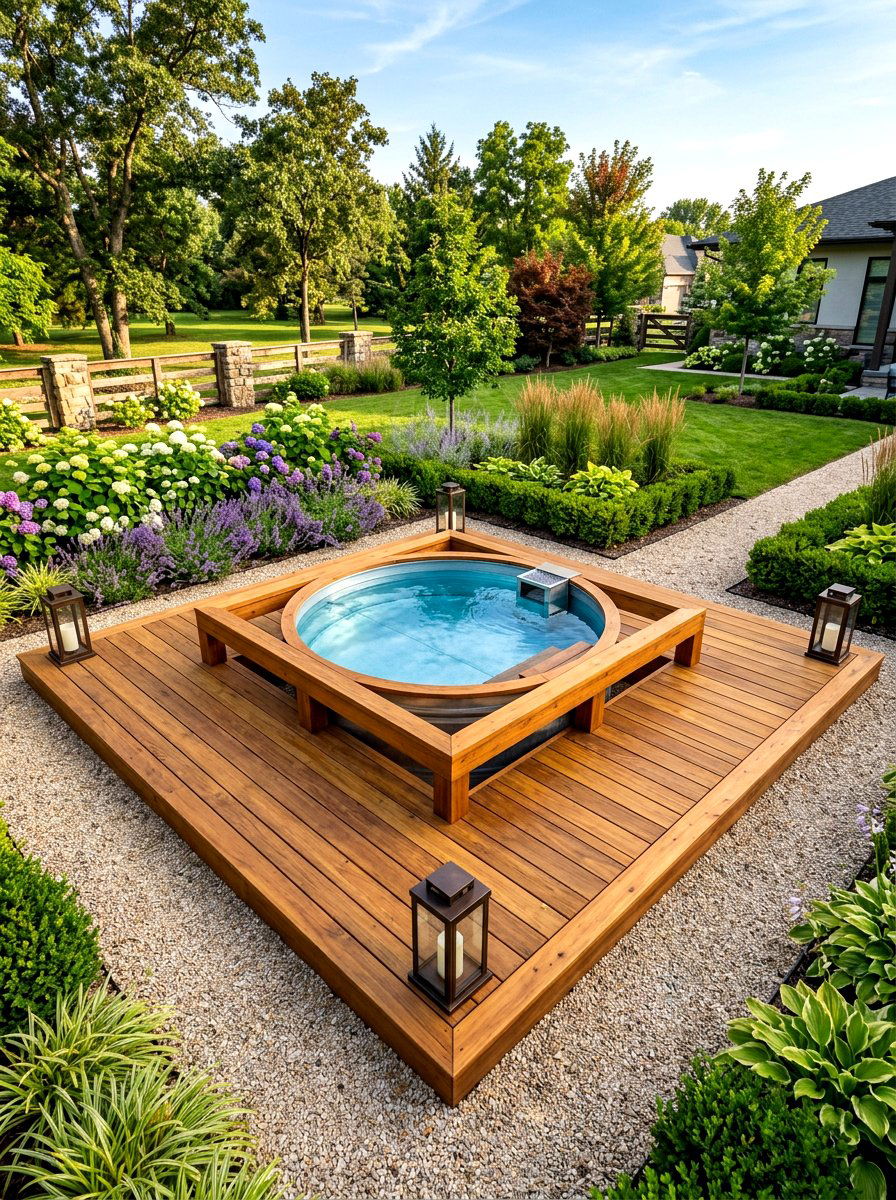 Square Wood Pool Deck - 30 stock tank pool deck ideas