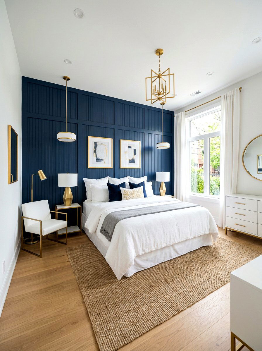 Square bedroom layout with accent wall - 30 square room layout ideas