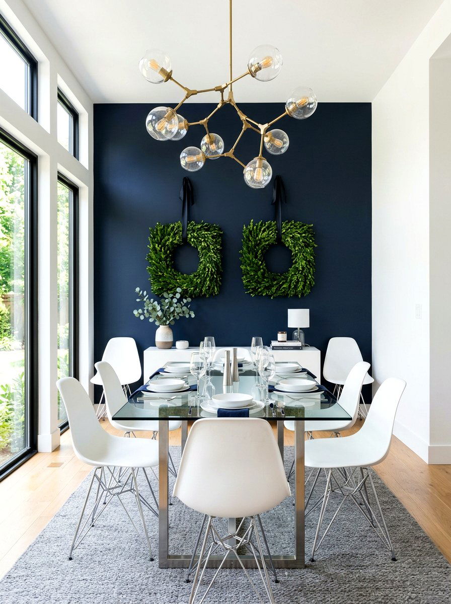 Square boxwood wreath - 30 wreath wall display ideas