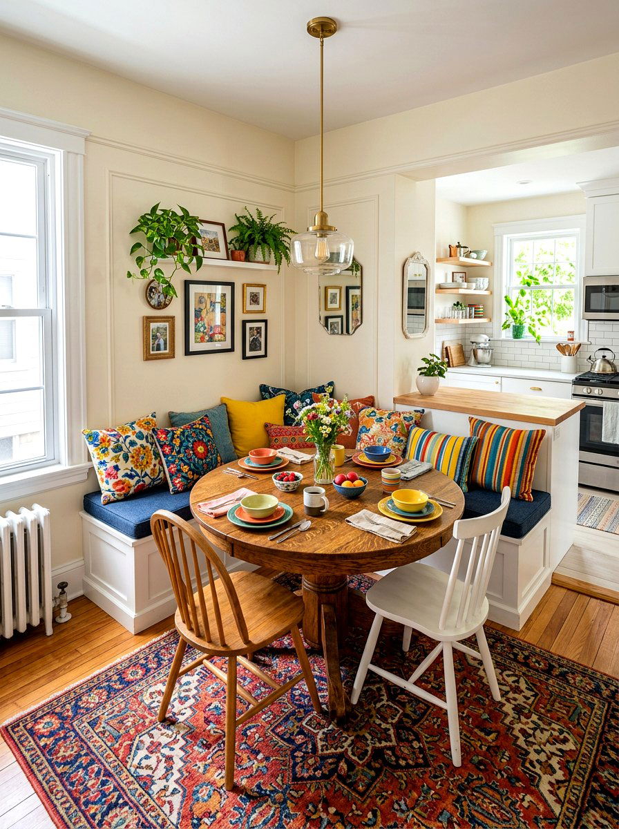 Square dining room layout with corner nook - 30 square room layout ideas
