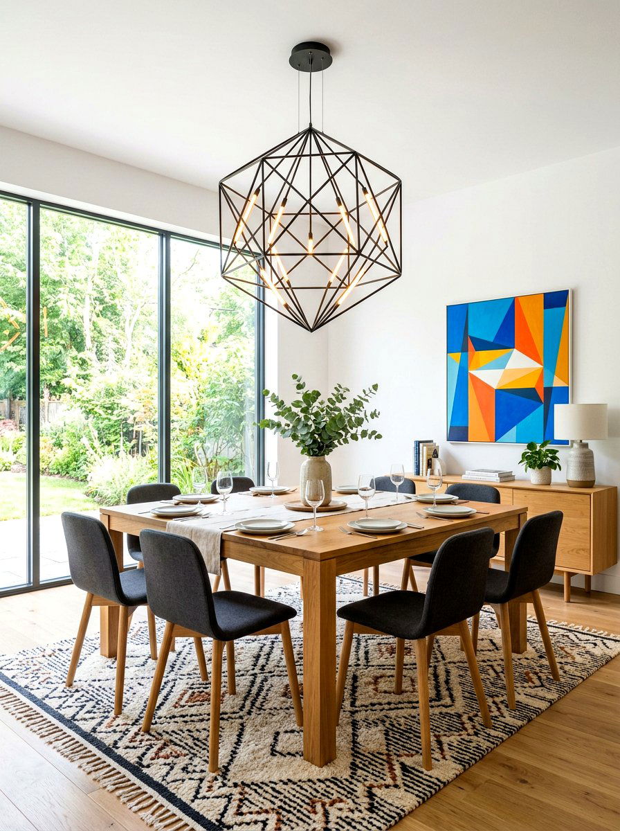 Square dining room layout with pendant light - 30 square room layout ideas