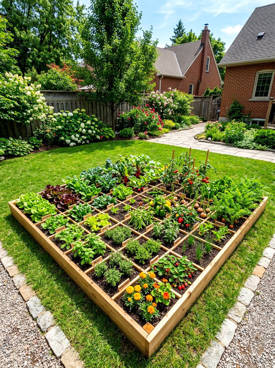 Square foot garden box - 30 wood raised bed ideas