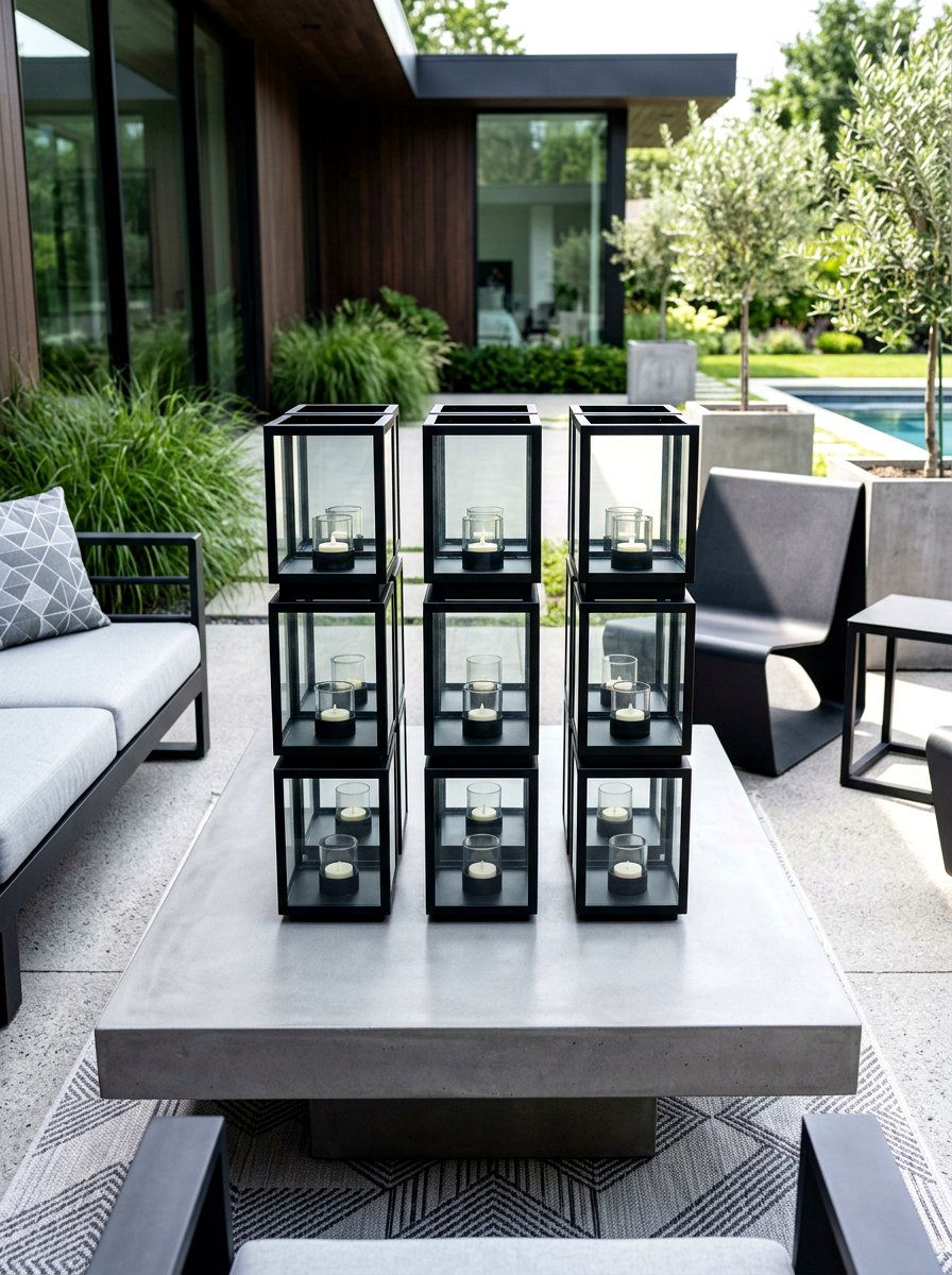 Square glass lanterns - 30 lantern patio cluster ideas
