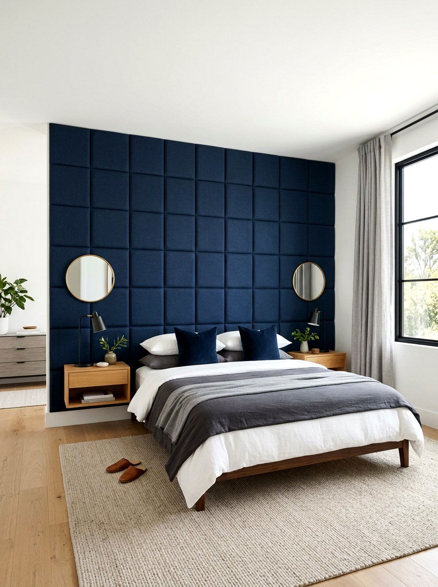 Square grid panel - 30 wall to wall headboard ideas