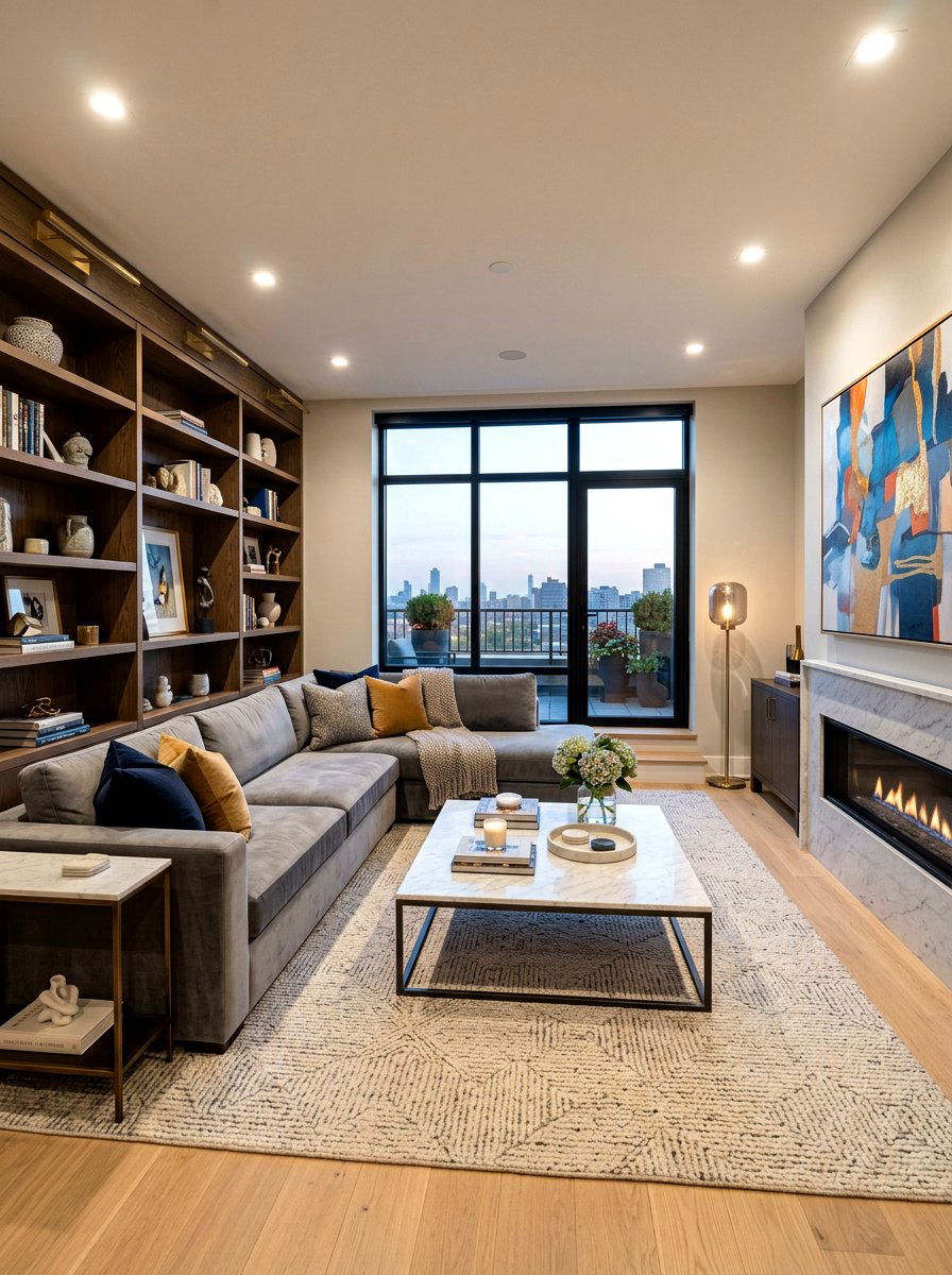 Square living room layout with sectional sofa - 30 square room layout ideas