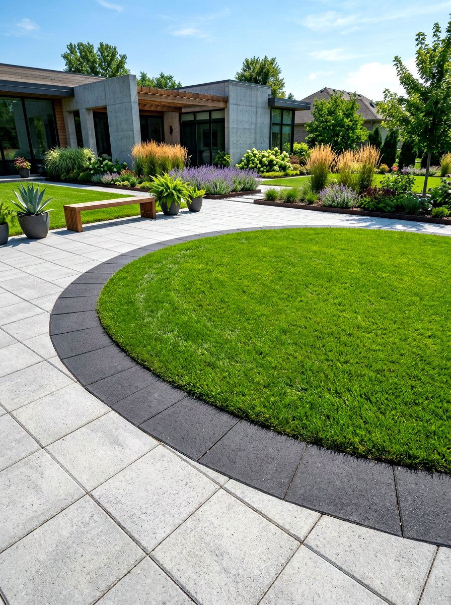 Square patio paver border - 30 paver garden border ideas