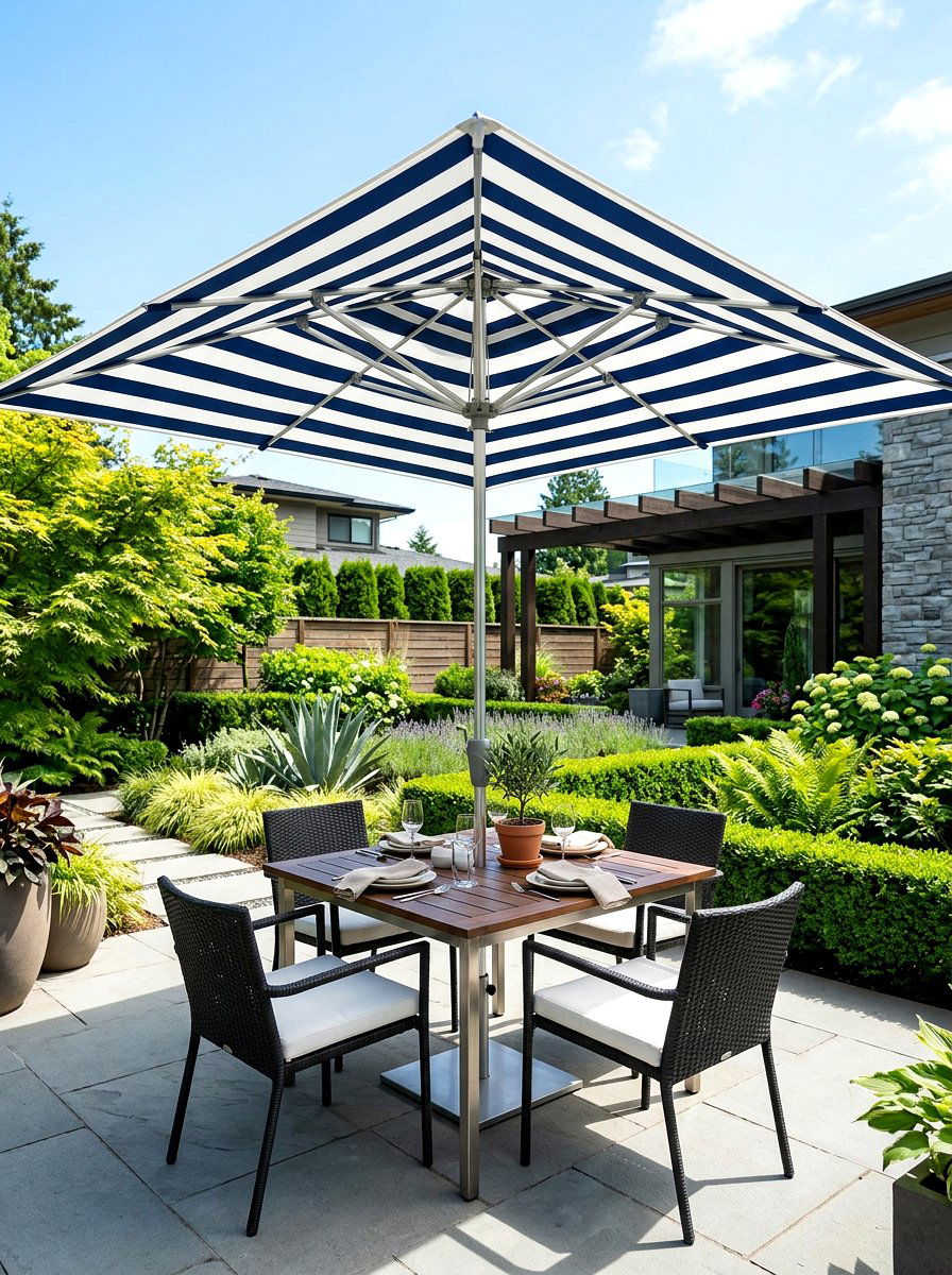 Square striped patio umbrella - 30 striped patio umbrella ideas