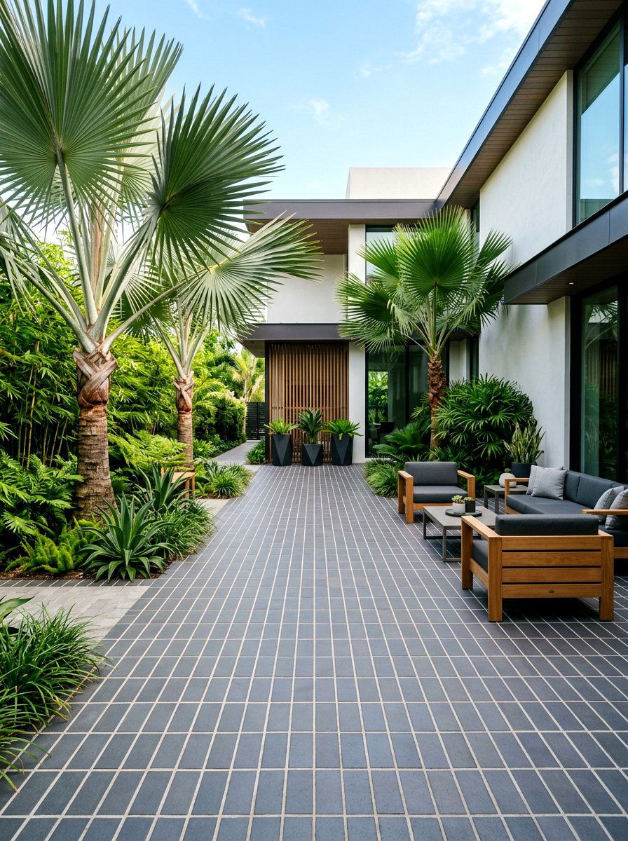 Stack Bond Brick Layout - 30 brick courtyard patio ideas