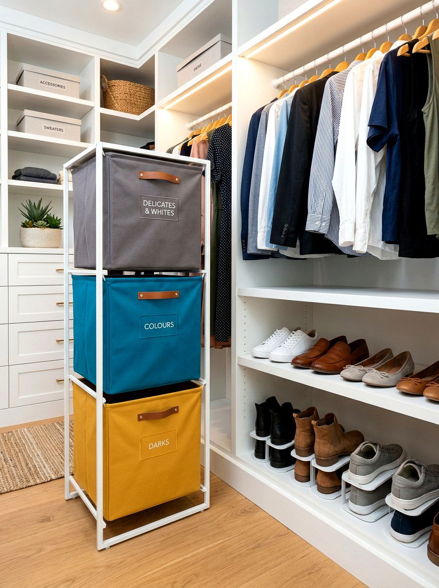Stackable Closet Hamper System - 30 hidden hamper apartment ideas