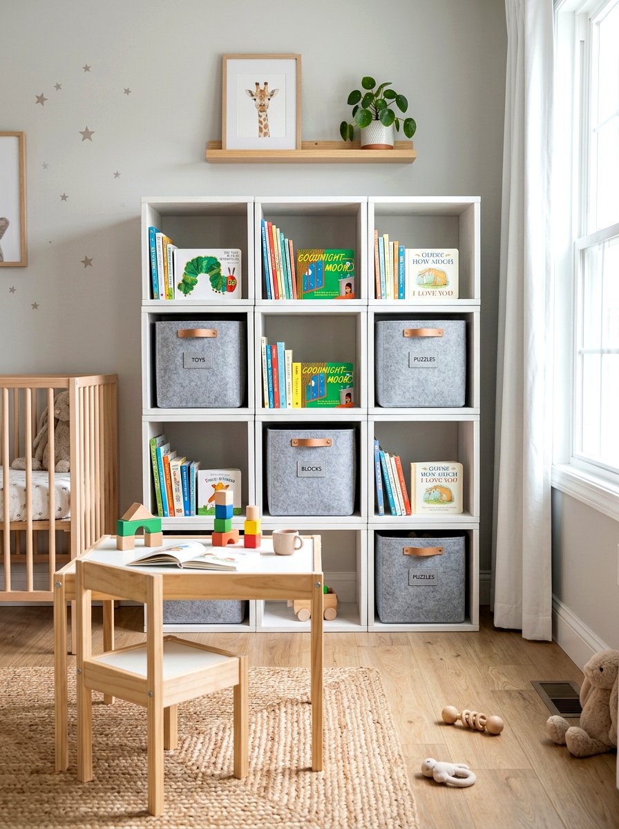 Stackable Cube Storage - 30 nursery bookshelf ideas