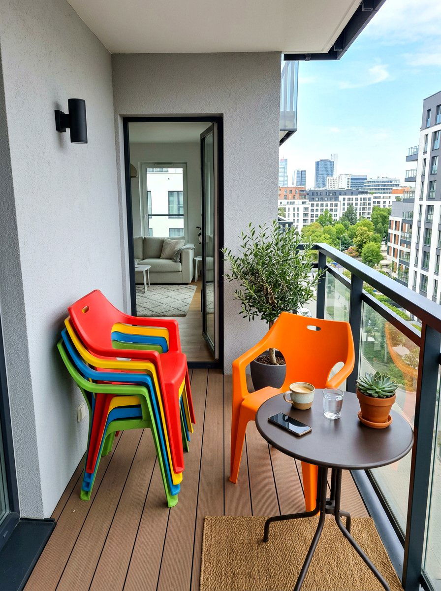 Stackable Garden Chairs - 30 tiny balcony seating ideas
