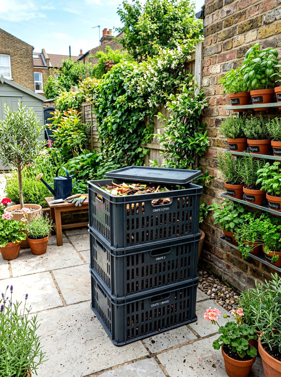 Stackable Garden Compost Crates - 30 compost station ideas