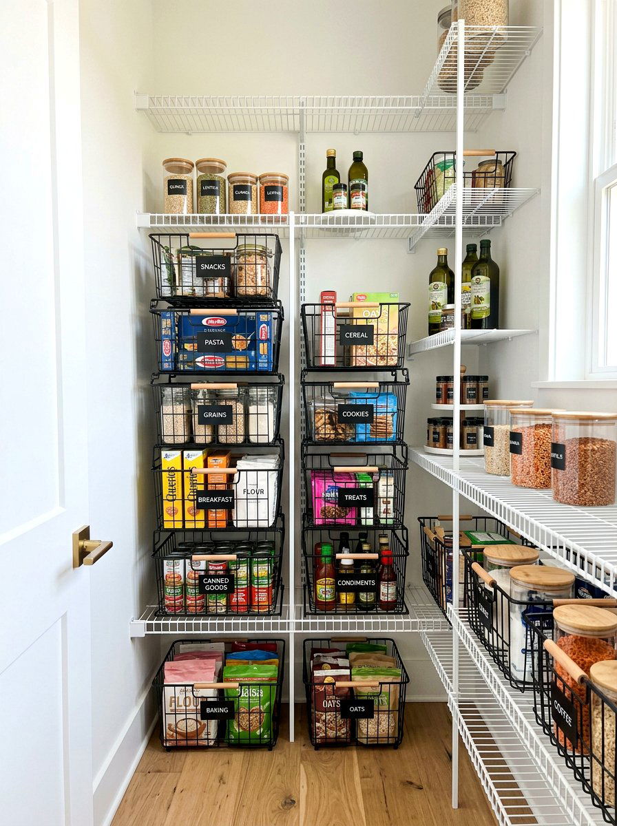 Stackable Pantry Basket - 30 basket pantry organization ideas