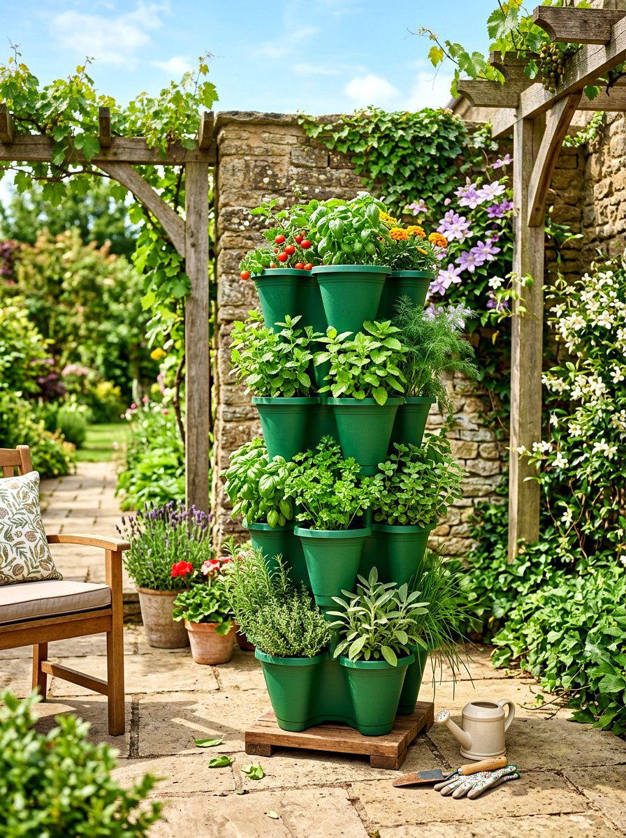 Stackable Planter Herb Garden - 30 vertical herb garden ideas