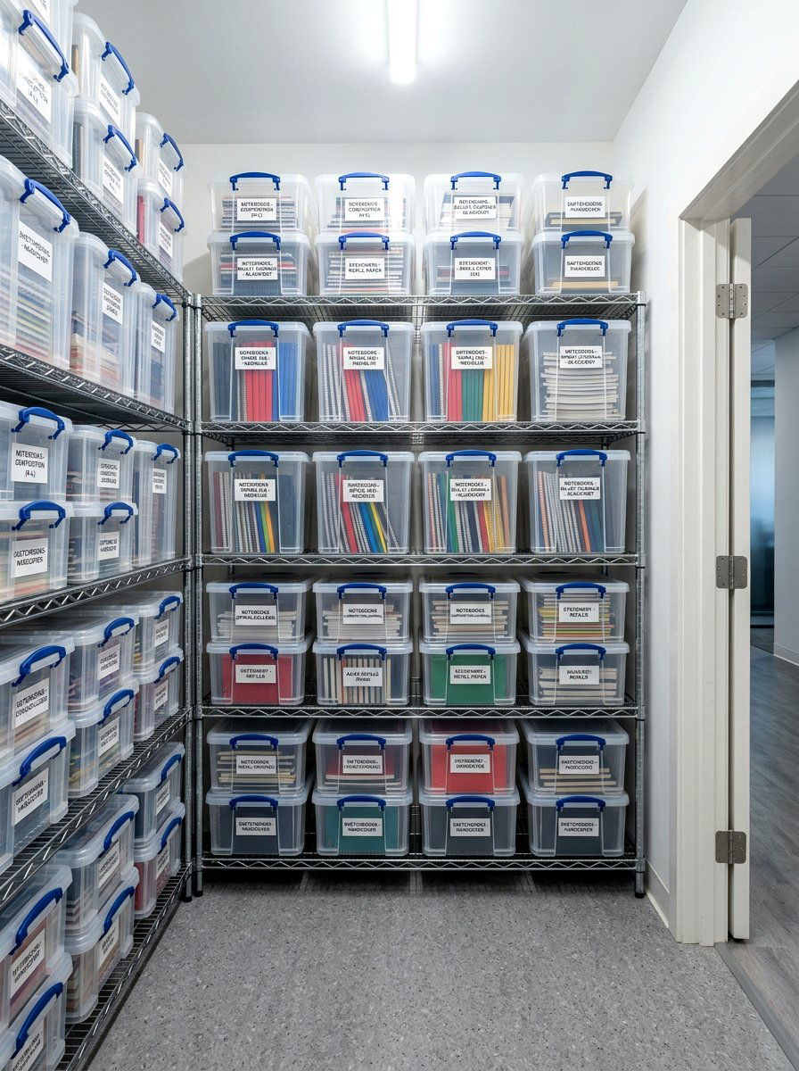 Stackable Plastic Bin - 30 notebook storage ideas