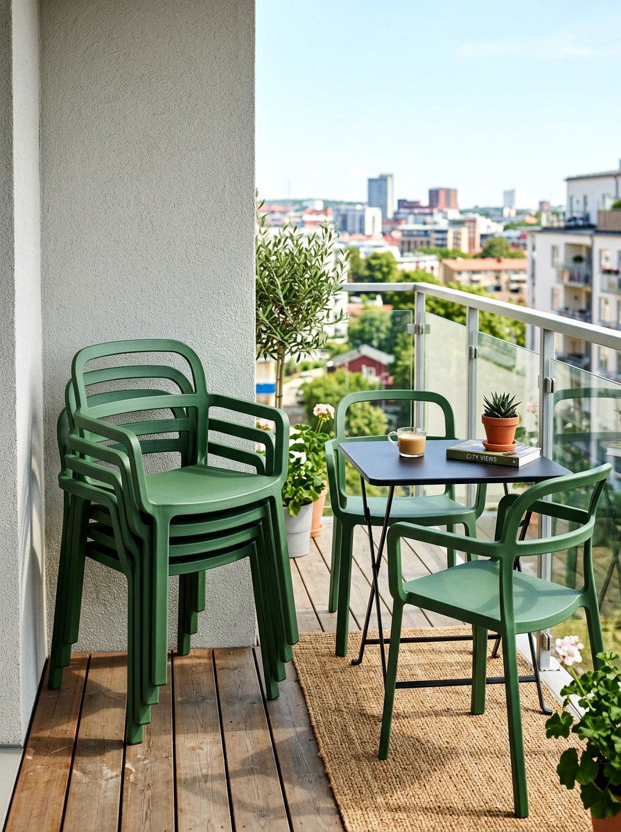 Stackable Plastic Chairs - 30 balcony furniture ideas