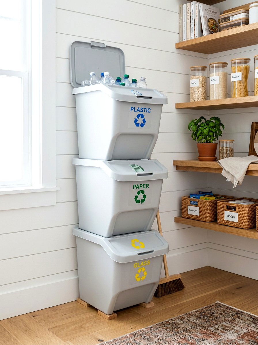 Stackable Plastic Recycling Bins - 30 recycling station ideas
