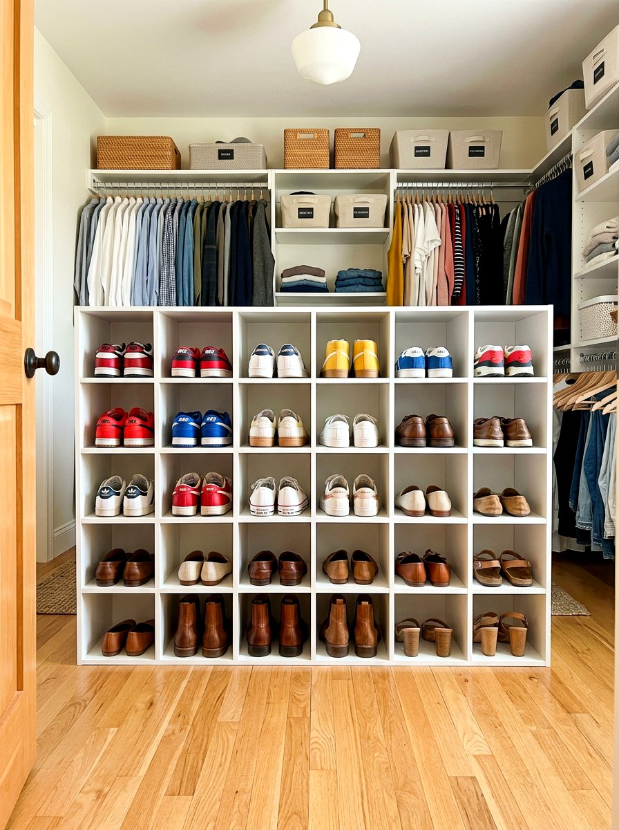 Stackable Shoe Cubbies - 30 organizing small closets ideas