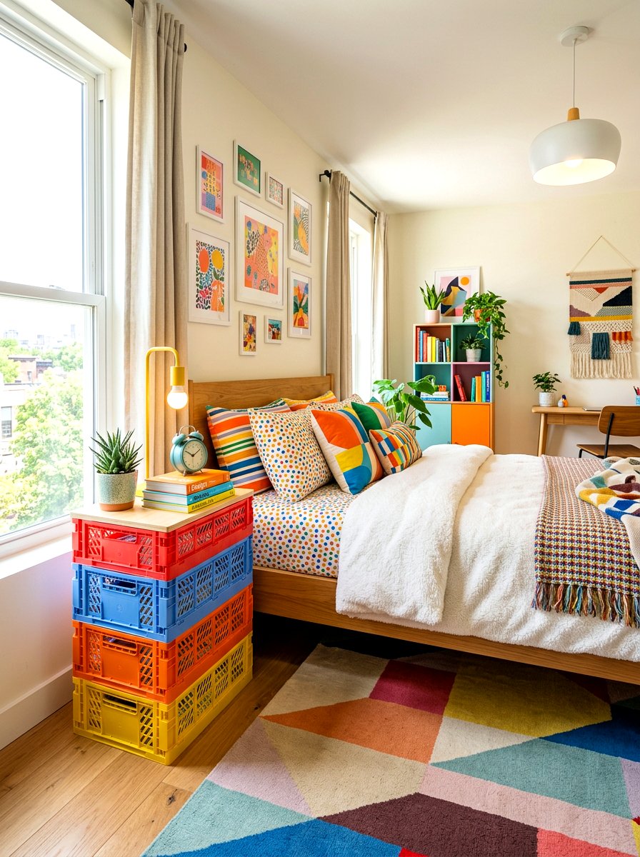 Stackable Storage Crates - 30 bedroom storage ideas