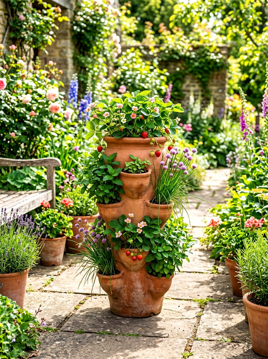 Stackable Strawberry Pot - 30 herb planter ideas
