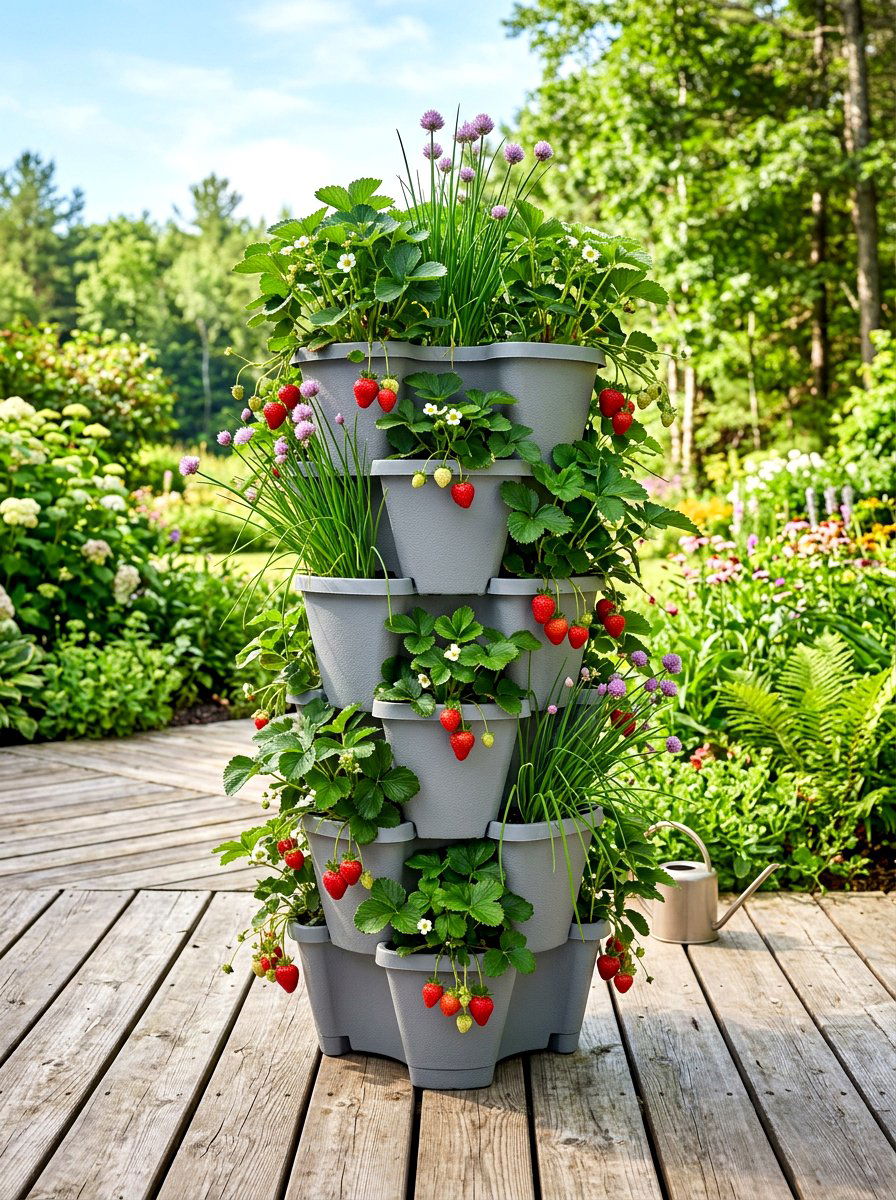Stackable Vegetable Planter - 30 vertical vegetable garden ideas
