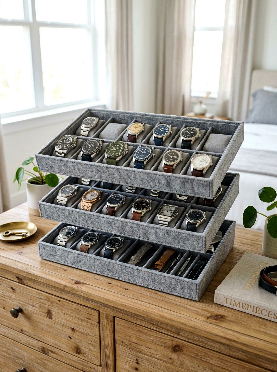 Stackable Watch Trays - 30 watch storage ideas