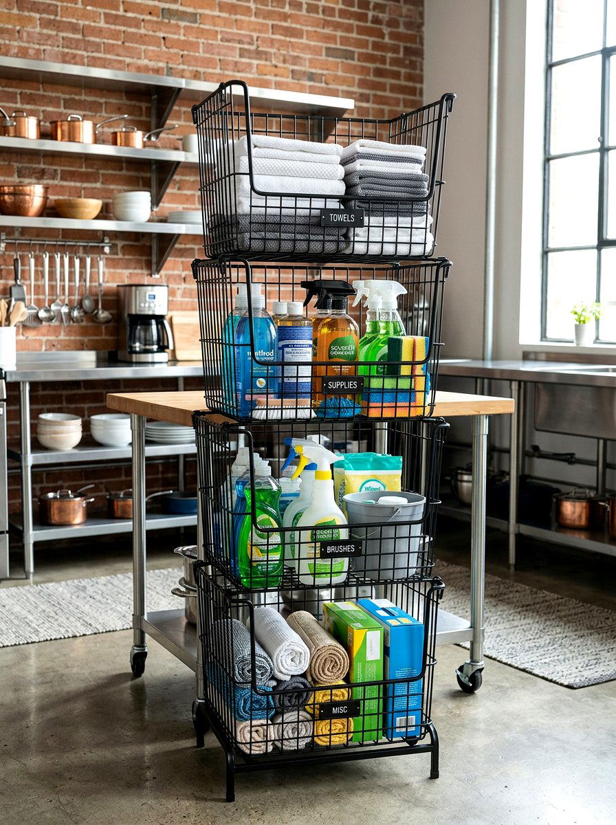 Stackable Wire Mesh Basket - 30 under sink storage rental ideas
