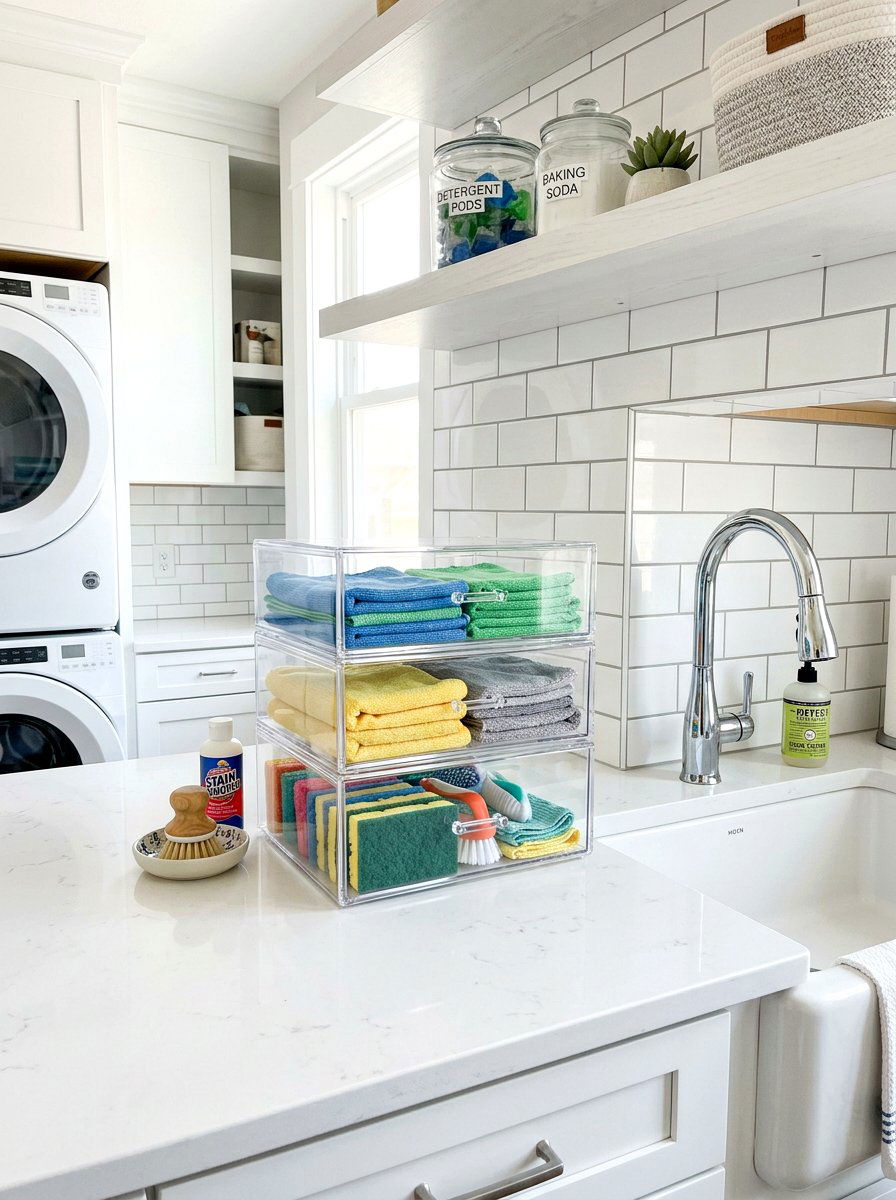 Stackable acrylic drawers - 30 cleaning supply storage ideas