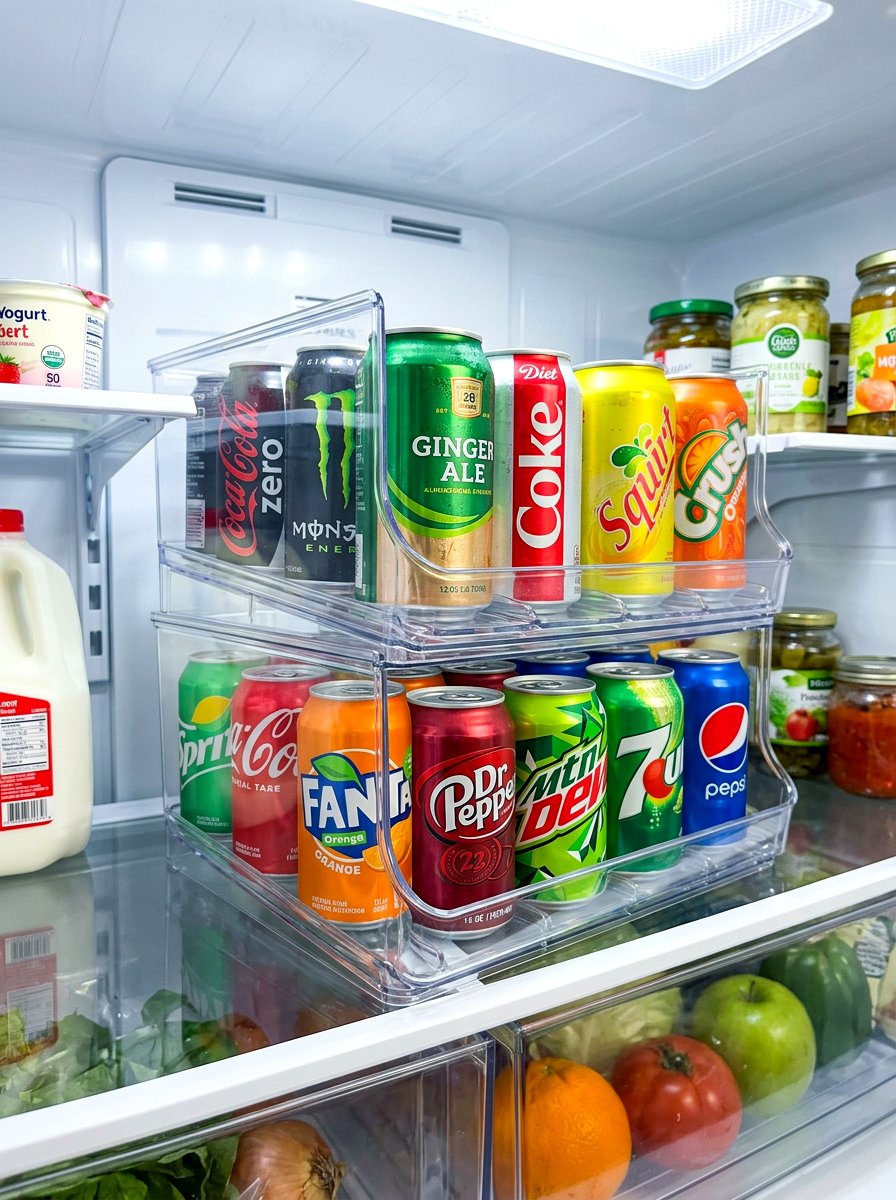 Stackable fridge drink dispensers - 30 food container organization ideas