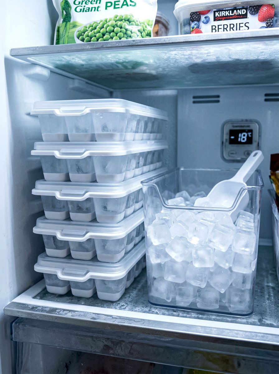 Stackable ice cube freezer organization - 30 freezer organization ideas
