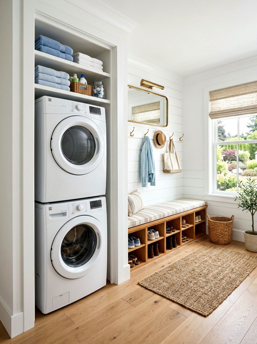 Stackable laundry mudroom - 30 laundry room mudroom combo ideas